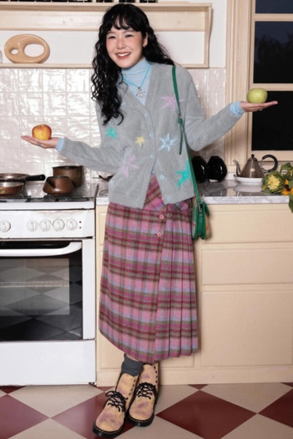 Wool Plaid A-Line Skirt