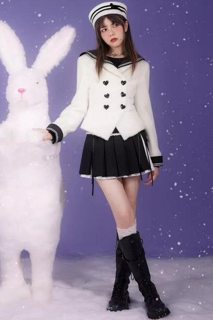 Golden Mink Sailor Collar Jacket