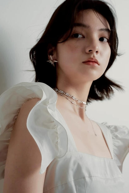 White Cotton Ruffle Dress