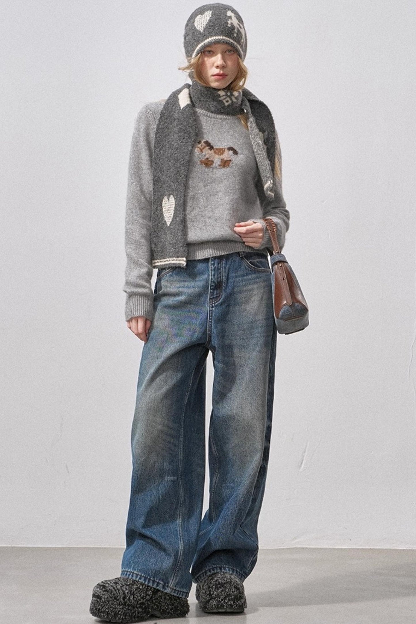 Retro Fleece-Lined Denim Pants