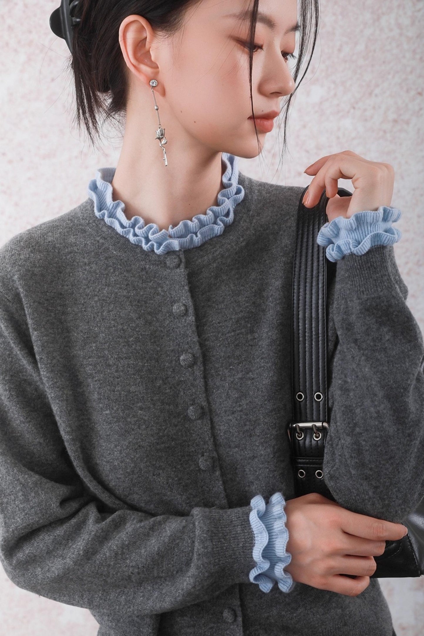 Patchwork Ruffled Cardigan