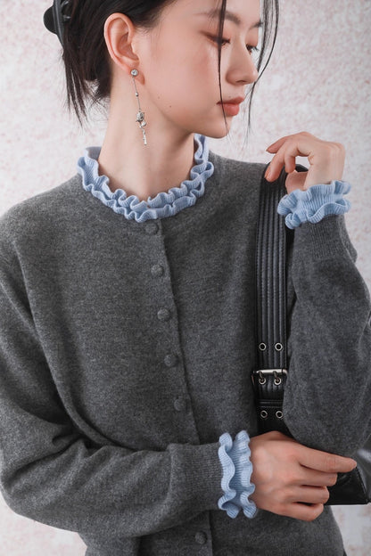 Patchwork Ruffled Cardigan