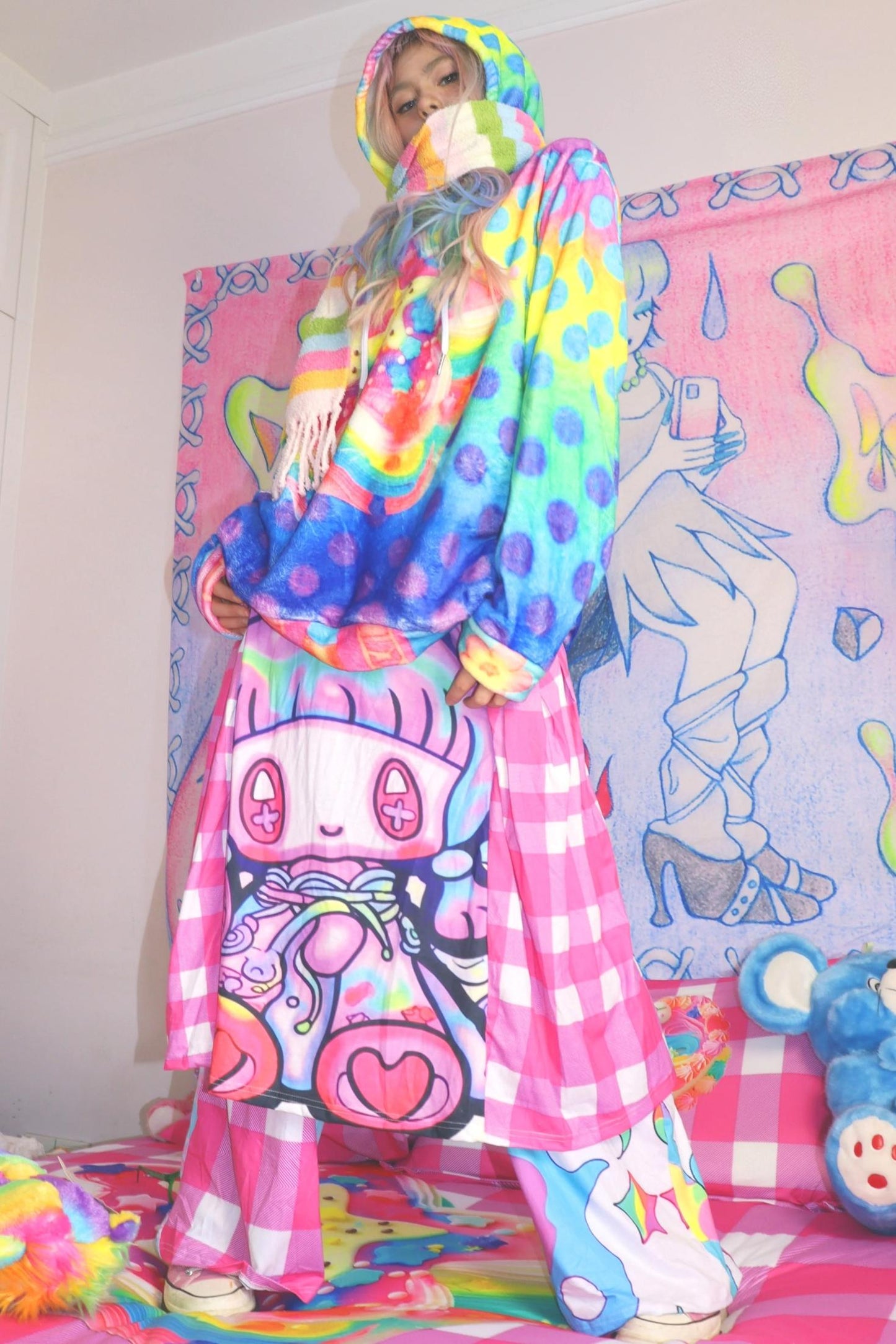 Colourful Polka Dot Hooded Sweatshirt