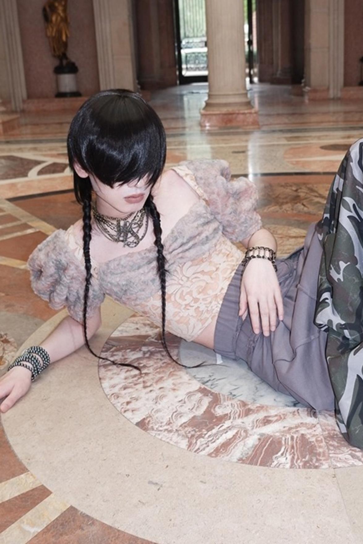 Patchwork Sheer Bud Strap Top