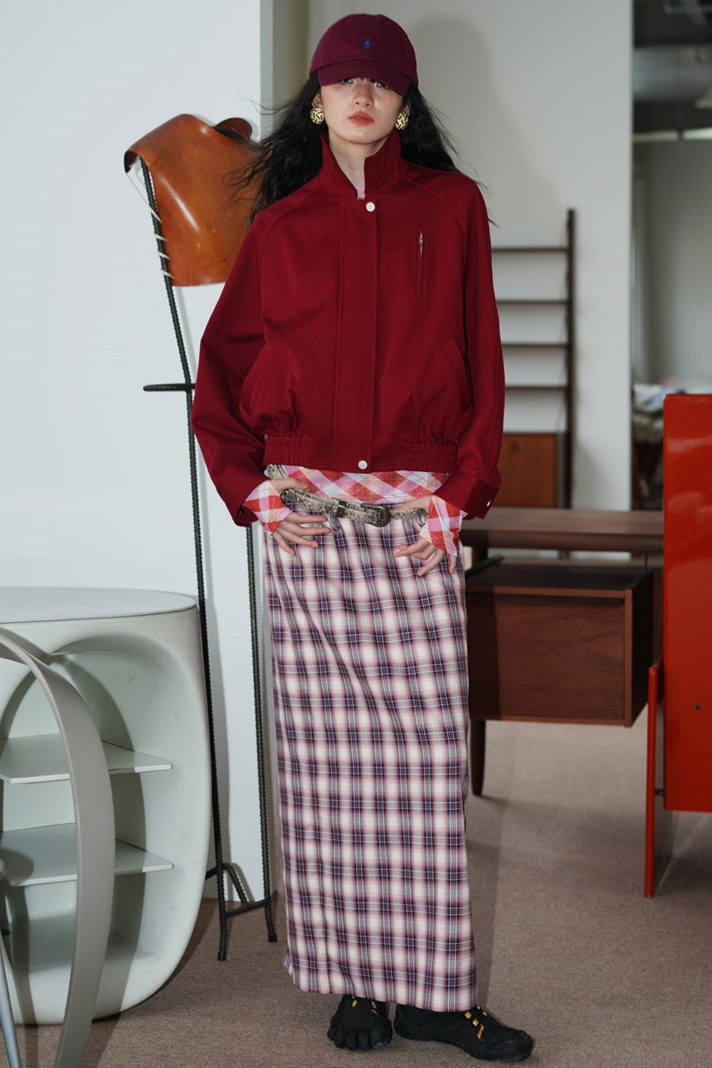 Vintage Long Straight Pleated Skirt