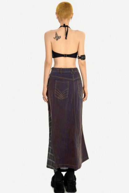 Autumn Plaid Patchwork Skirt