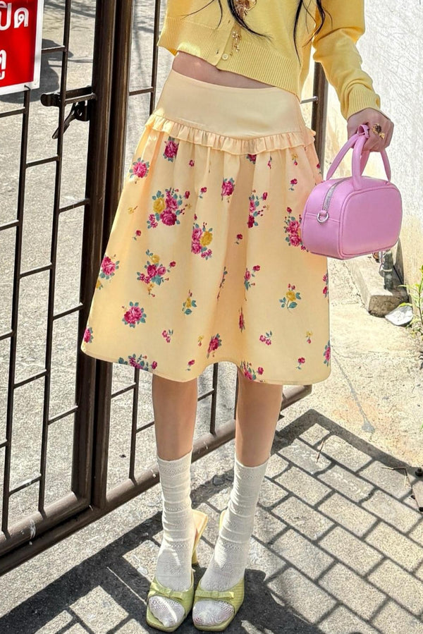 Floral Lace Puff Skirt