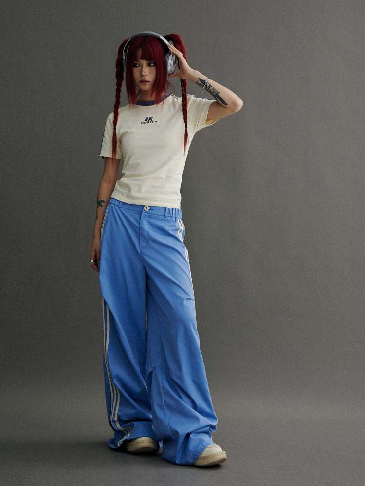 Stripe Wide Leg Jersey Pants