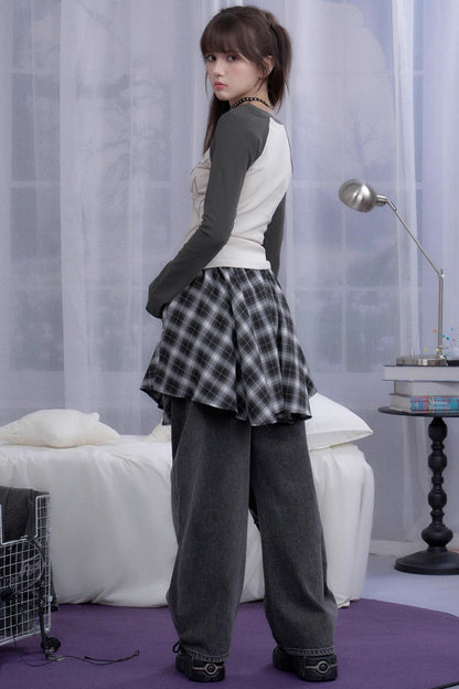 Deconstructed Street Plaid Skirt