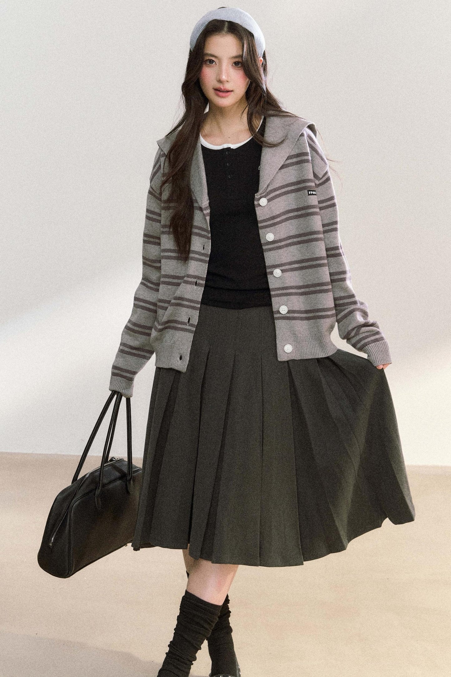 Striped Basic Cardigan Sweater