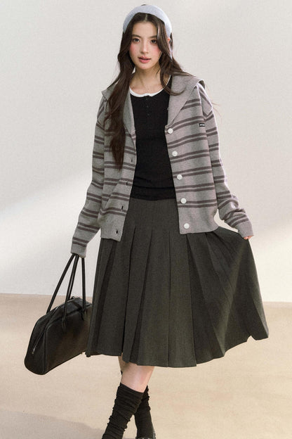 Striped Basic Cardigan Sweater