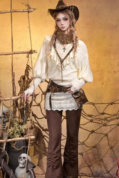 Punk Retro Knitted Dress Set-Up