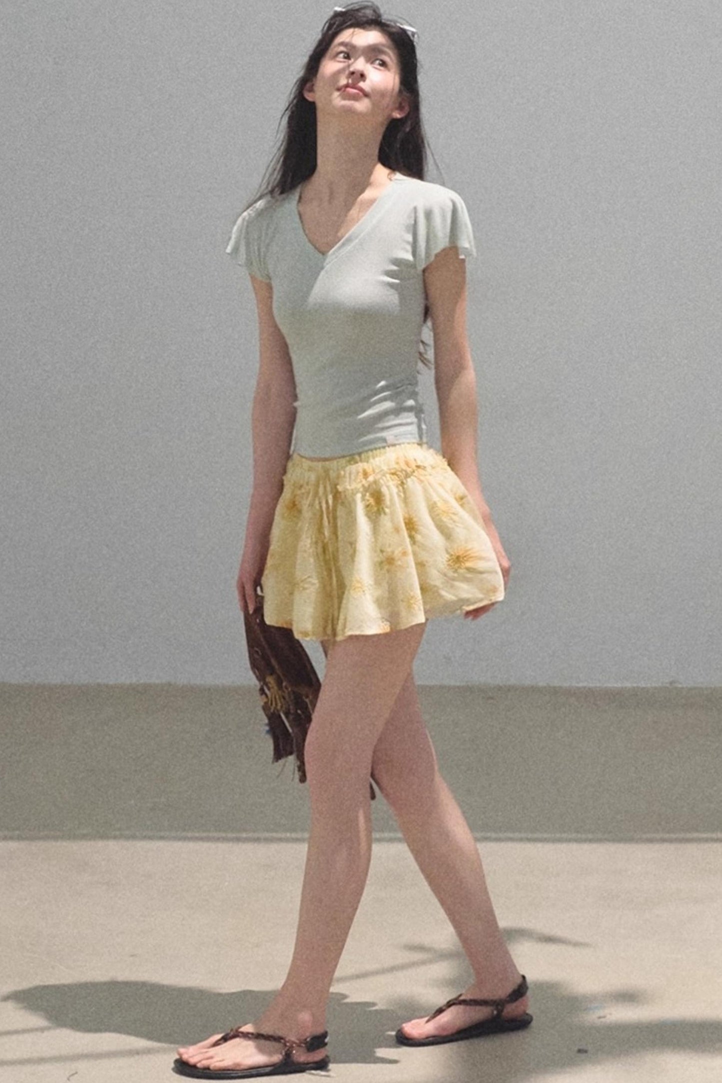 Embroidered Lyocell Puffy A-Line Skirt