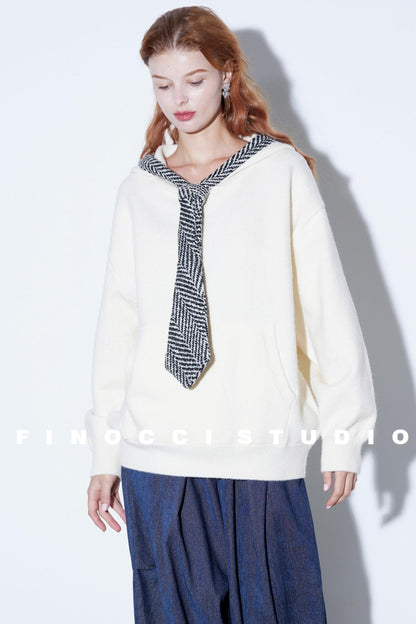 Herringbone Hooded Winter Top