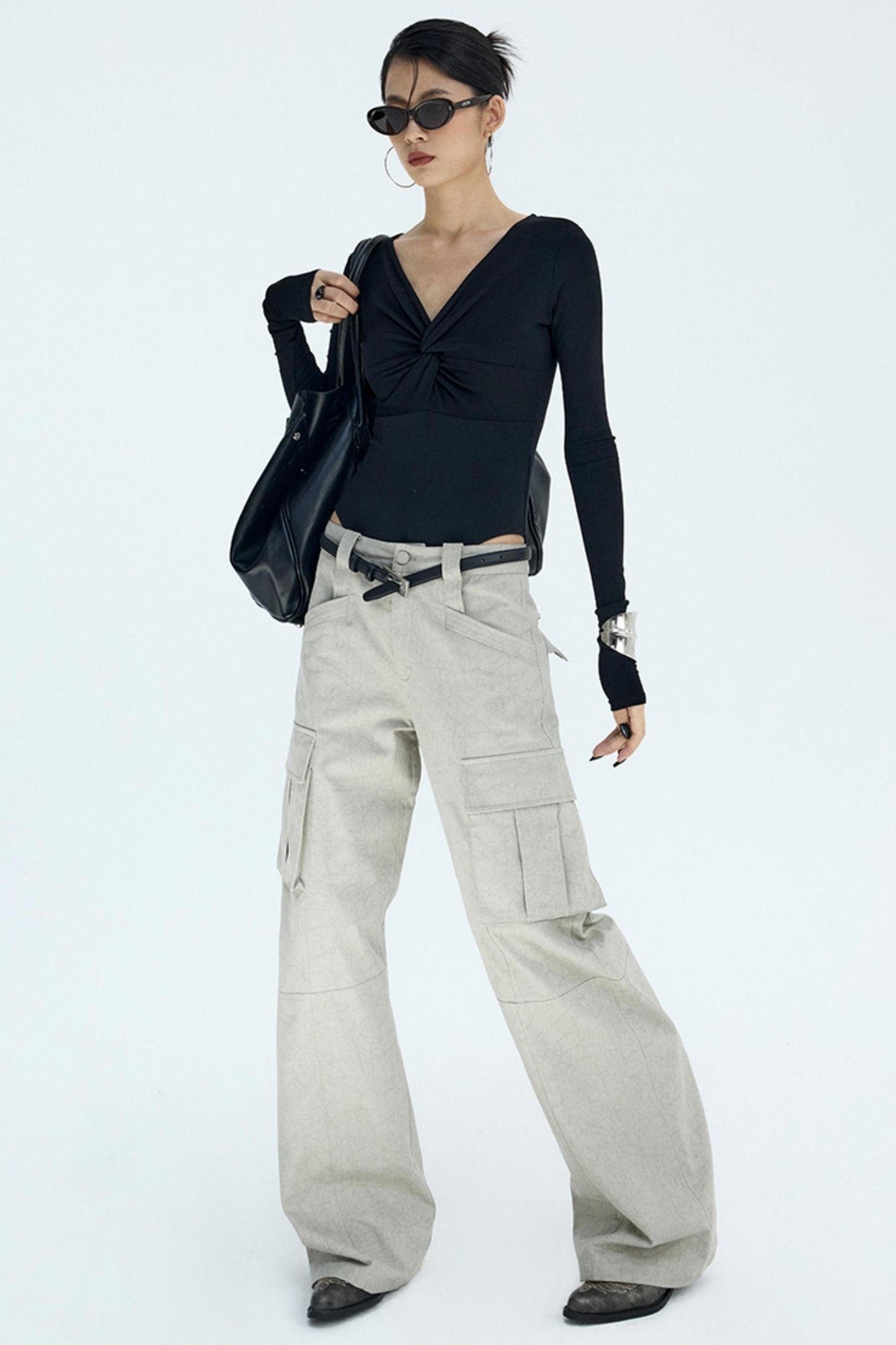 Retro Distressed Glacier Cargo Pants