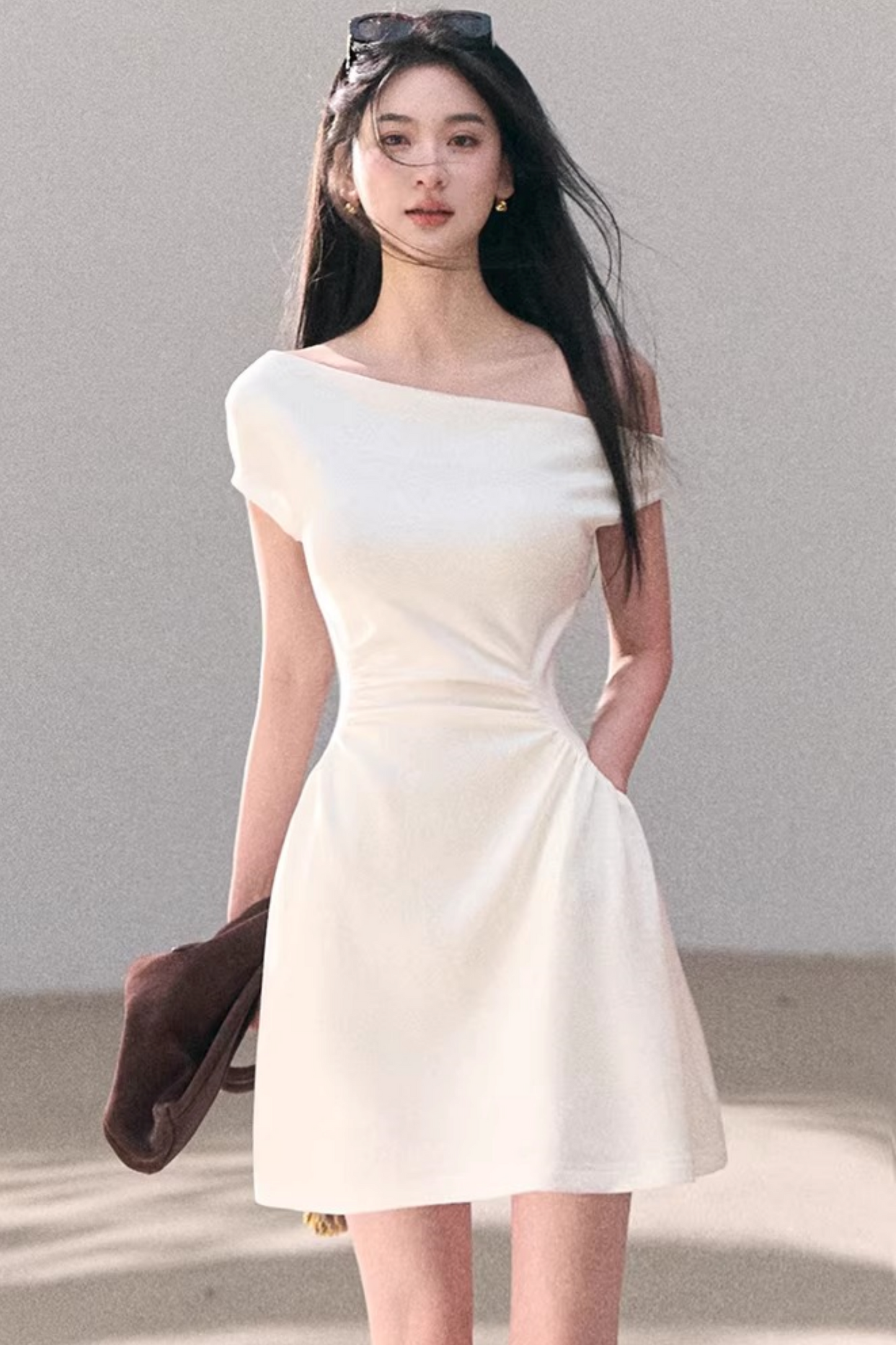 Lyocell-Asymmetrisches-Spitzenkleid