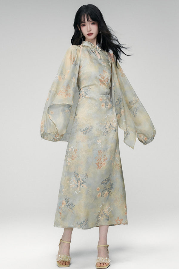 Sun Jacquard Cardigan Dress Set