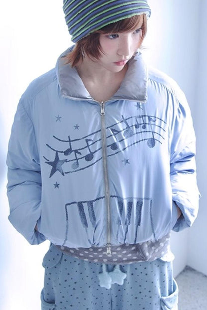 Dreamcore Blue Gray Reversible Padded Jacket