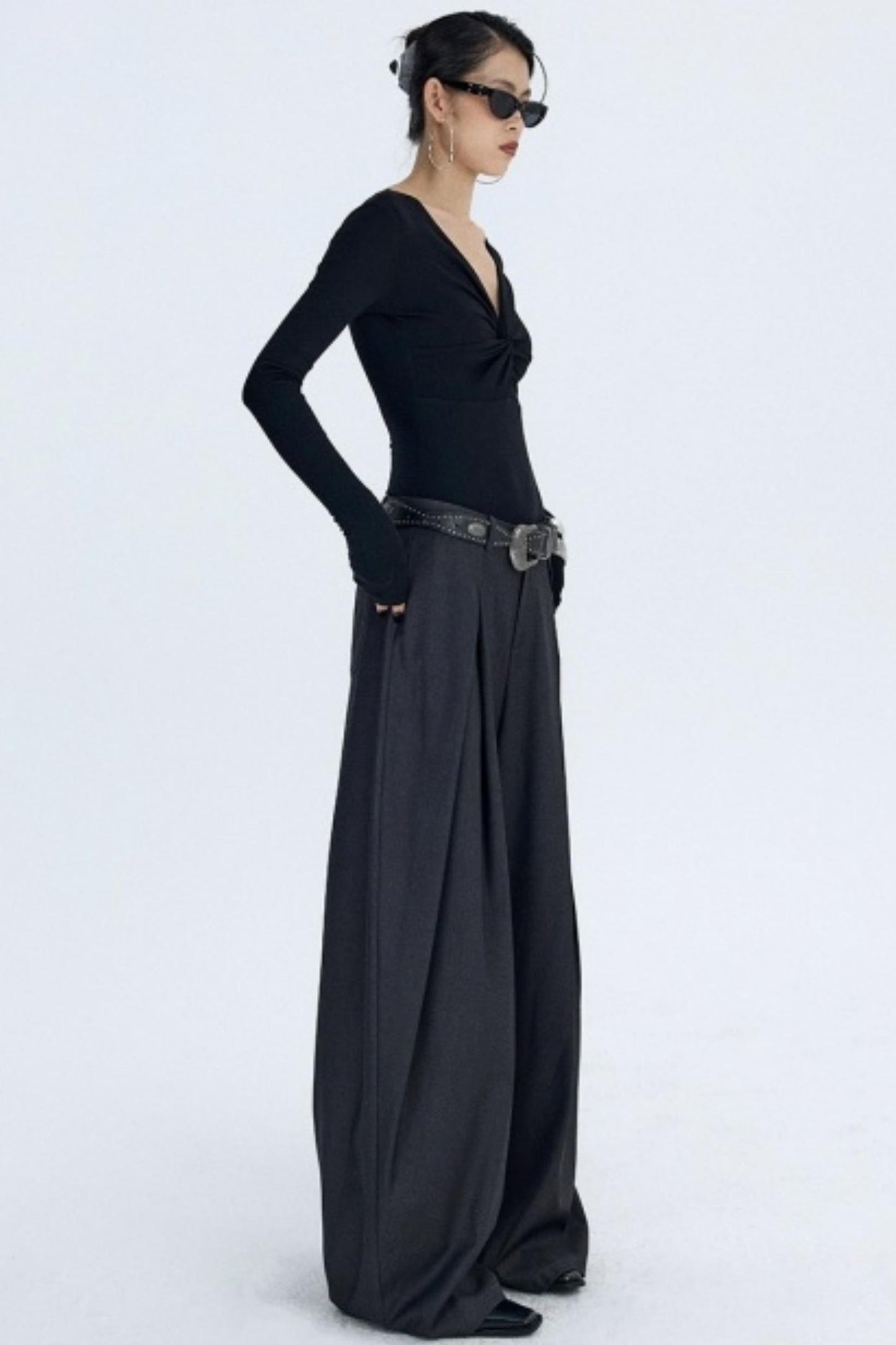 Pleated Dark Gray Scimitar Pants