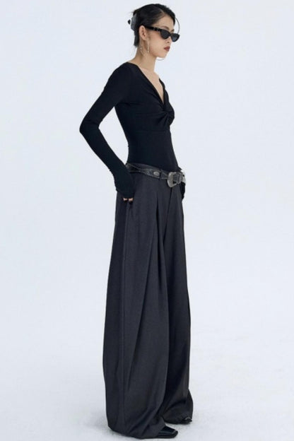 Pleated Dark Gray Scimitar Pants