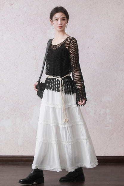 Summer Black Fishing Net Tee Set