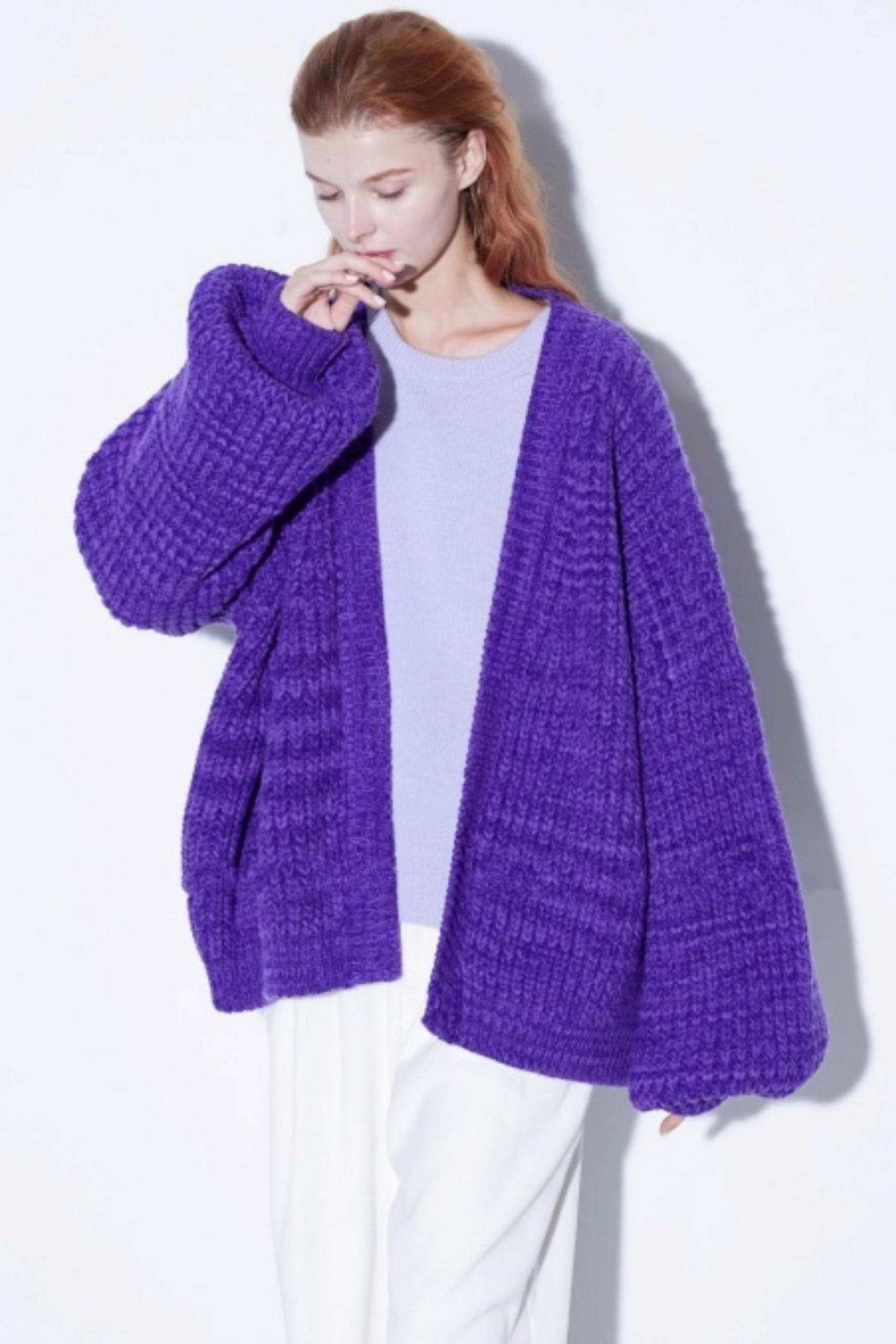 Heavyweight Two-Tone Lantern Cardigan