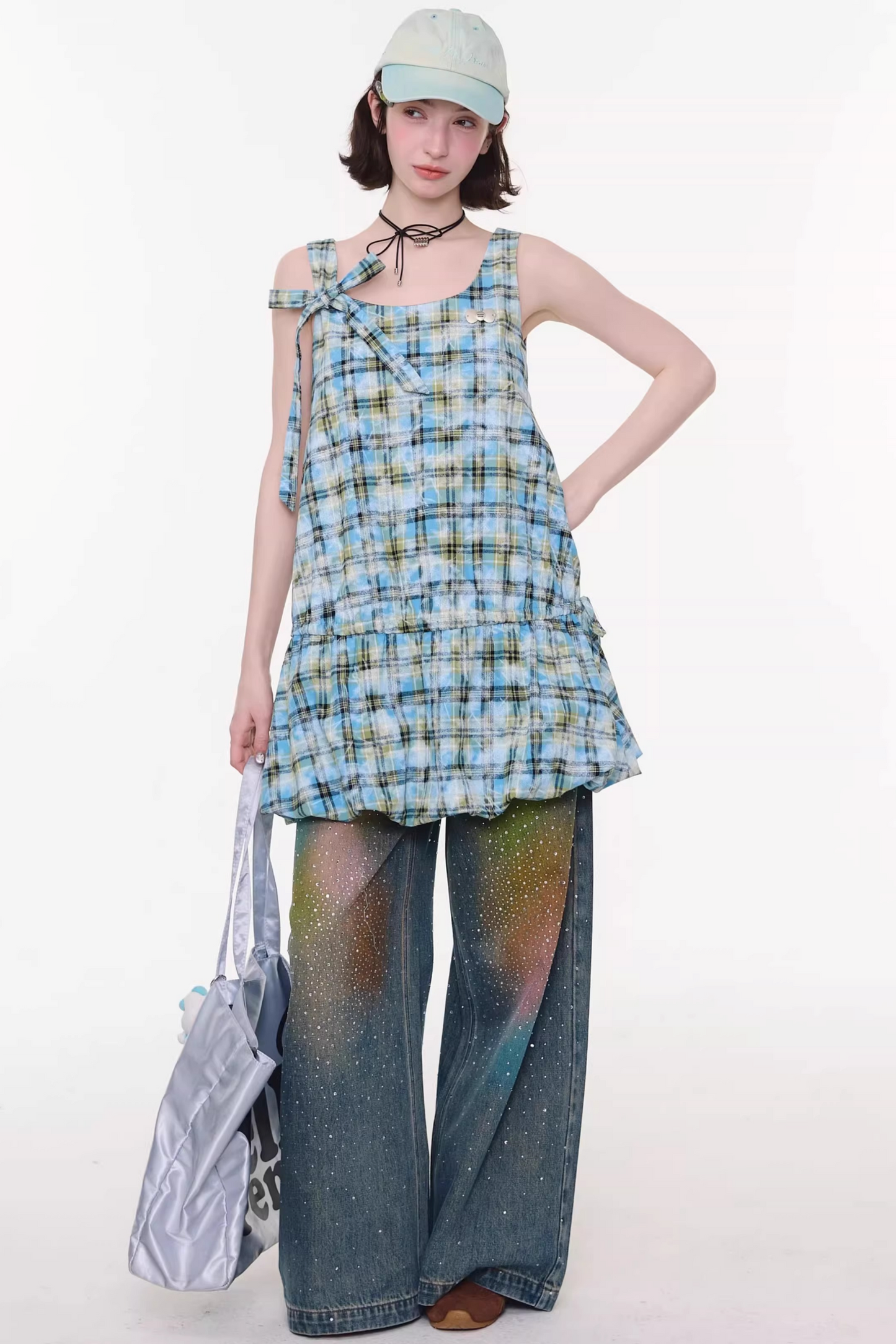 Lime Green Checkered Dress