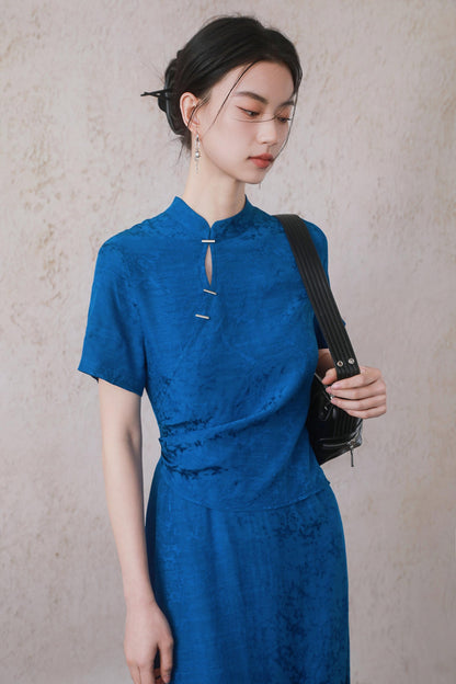 Blue Drawstring Dress