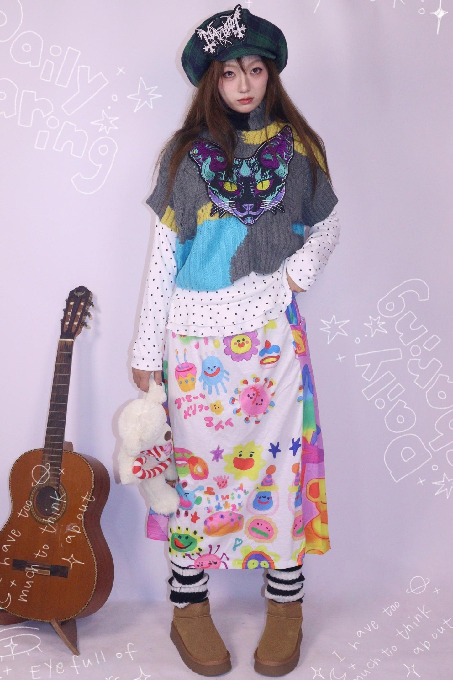 Green Plaid Beret Cap