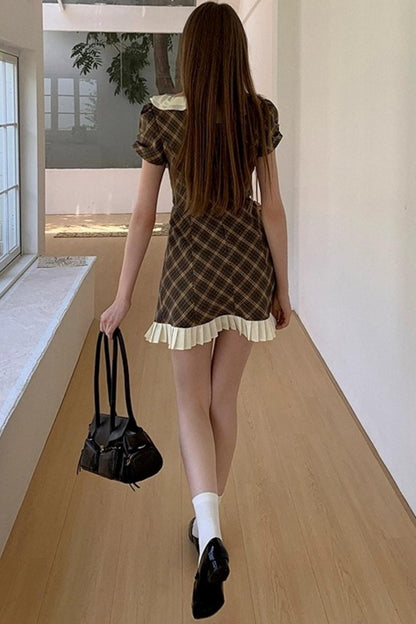 Check A-Line Waist Dress