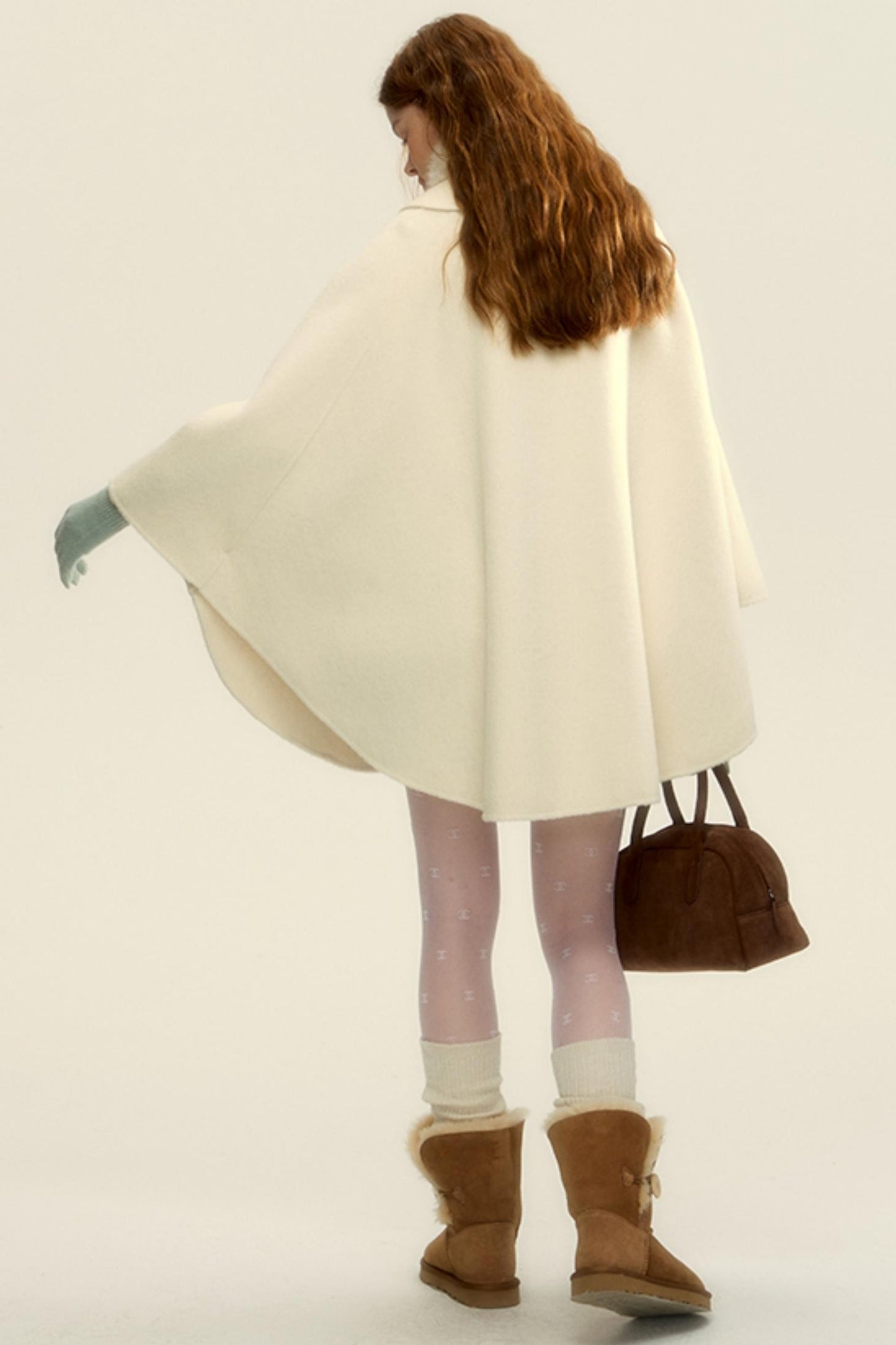 Double-Faced Wool Short Cape Coat