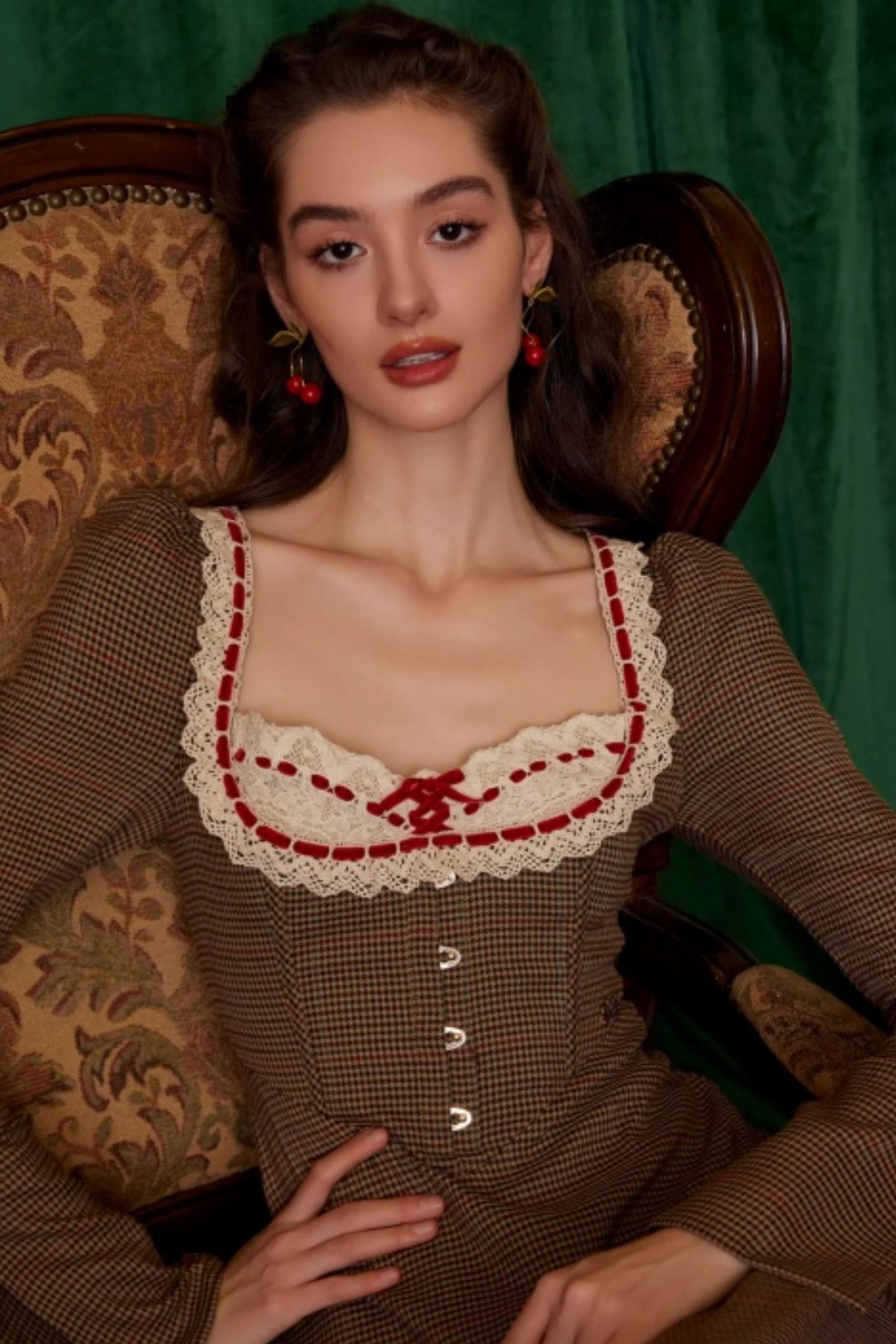 French Retro Houndstooth Dress