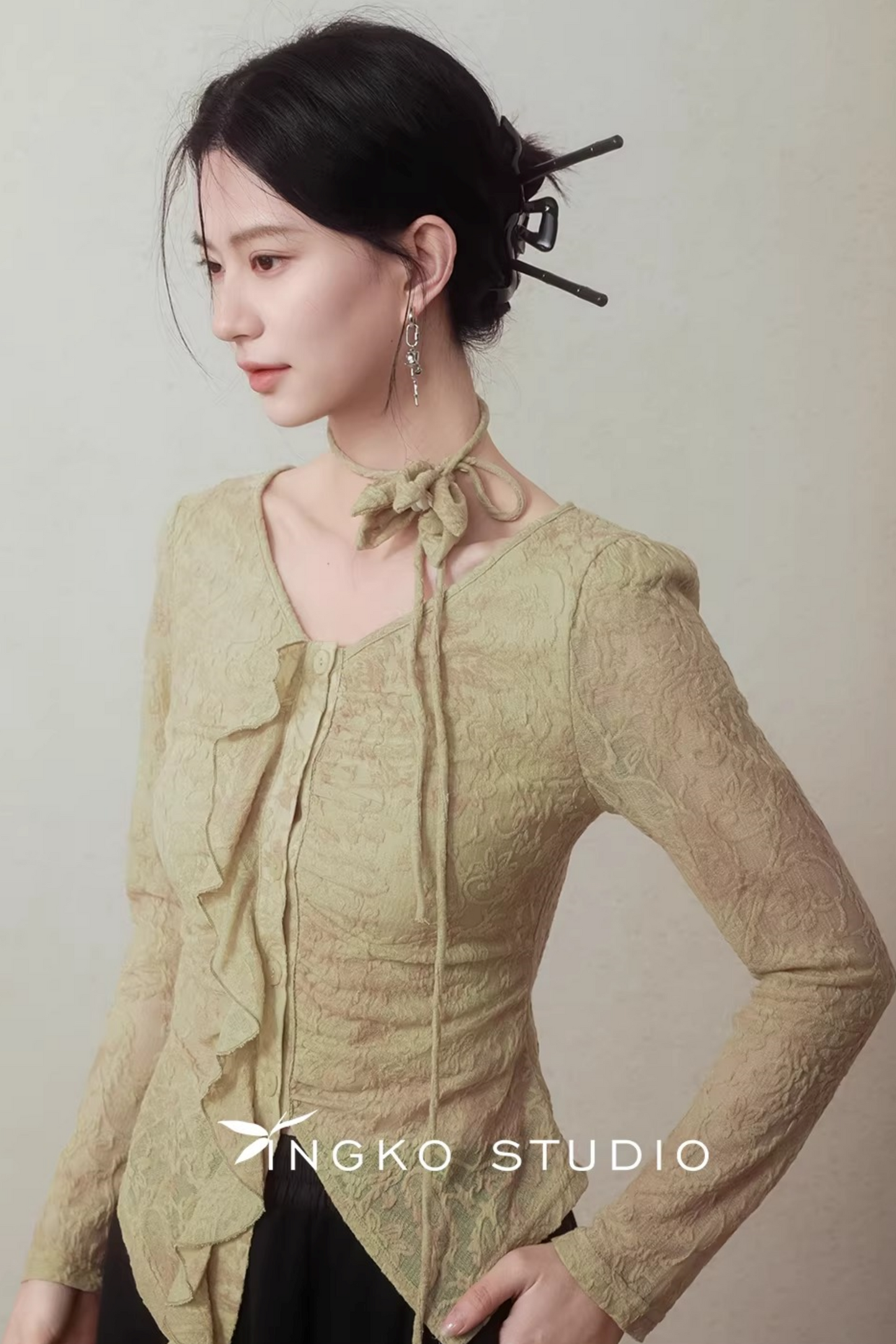 Spring Bud Green Floral Top