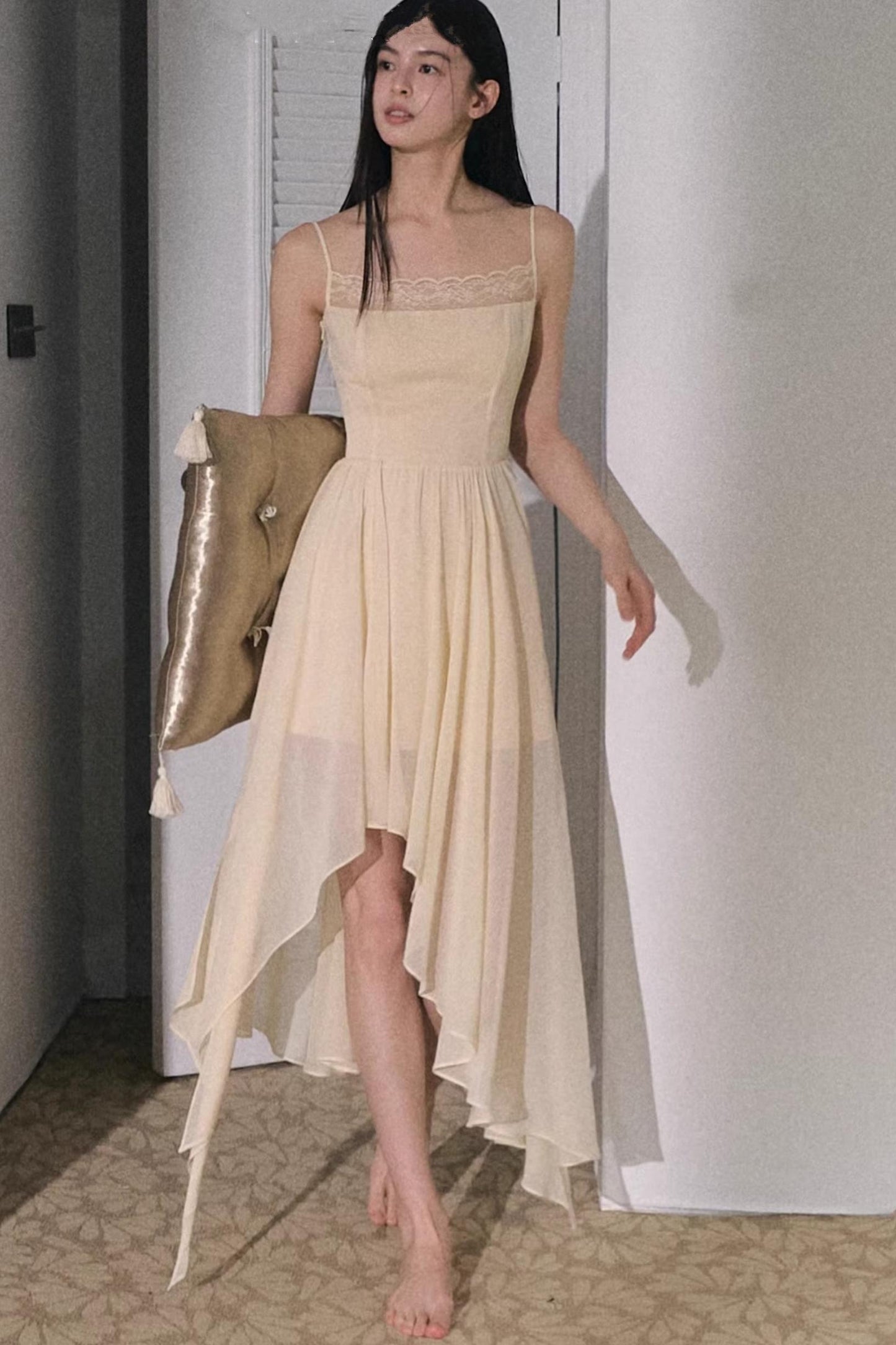 Dandelion Pleated Chiffon Slip Maxi Dress