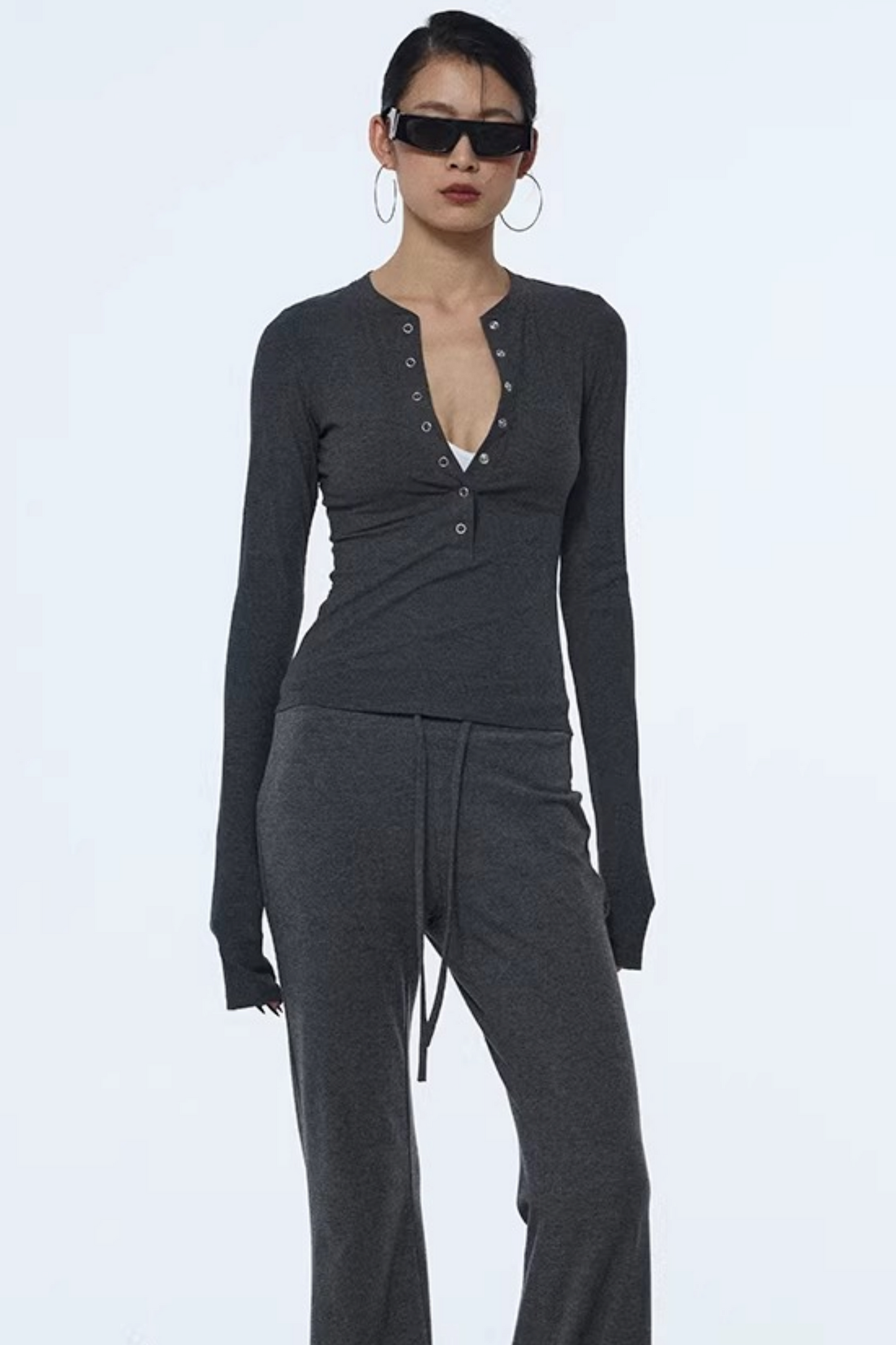 Henry Collar Knit Blouse