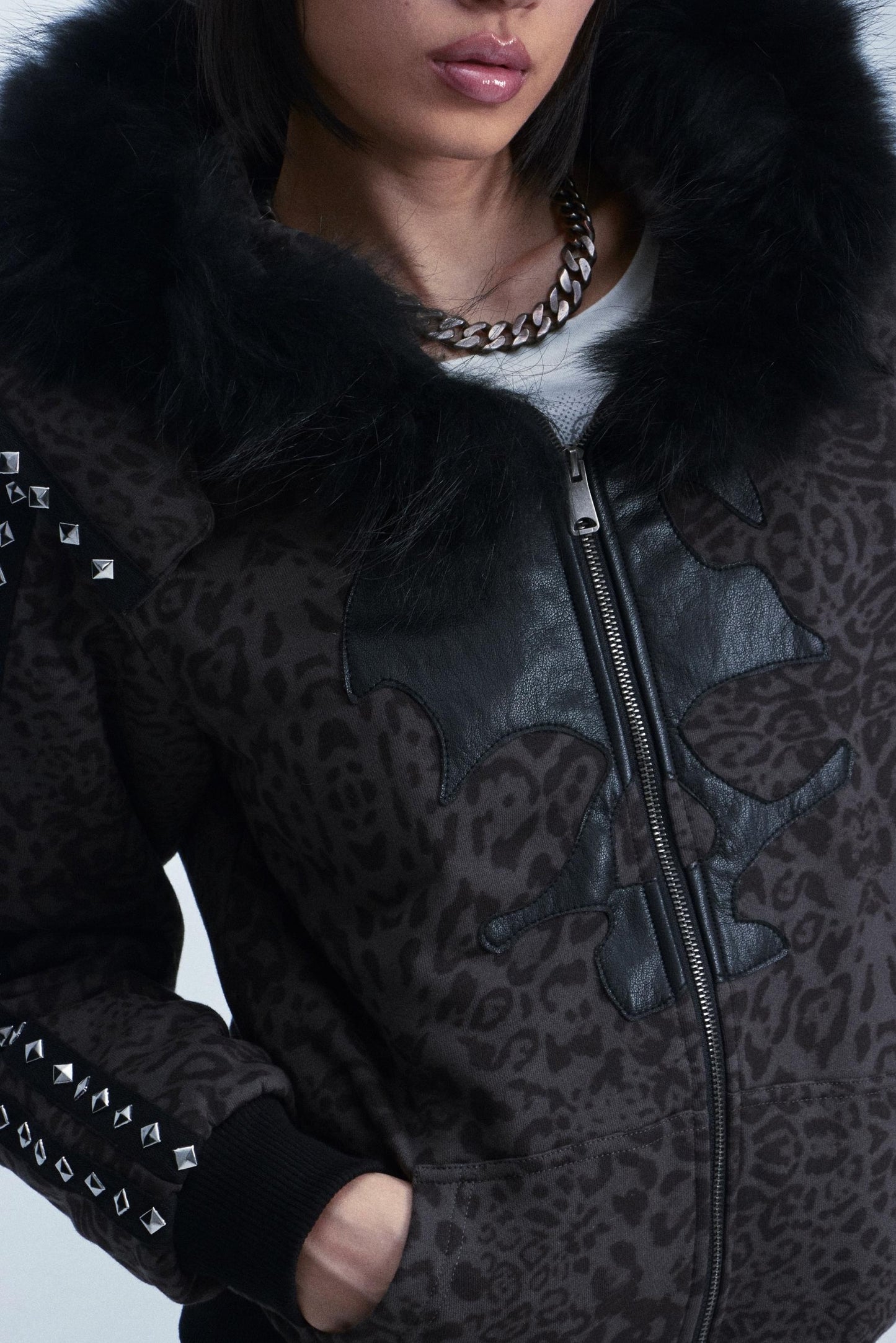 Leopard Print Hooded Jacket Set-Up