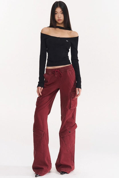 Red Vintage Cargo Pants