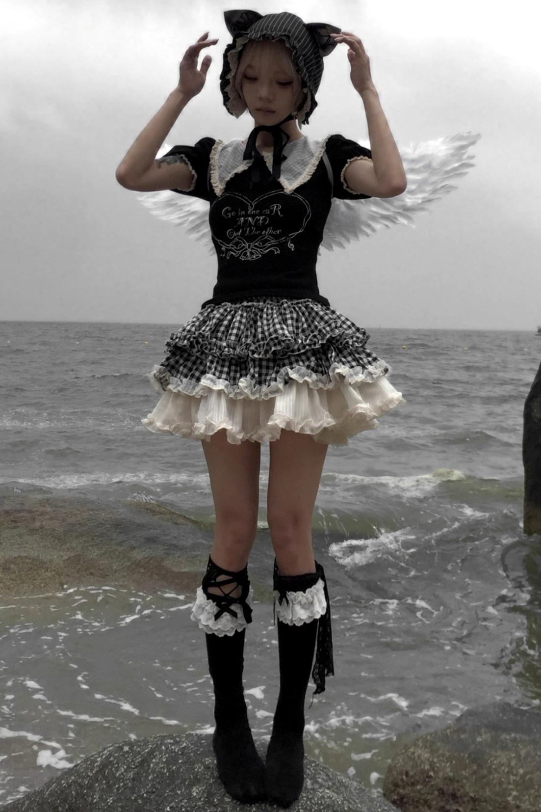 Black And White Plaid Suit Set-Up