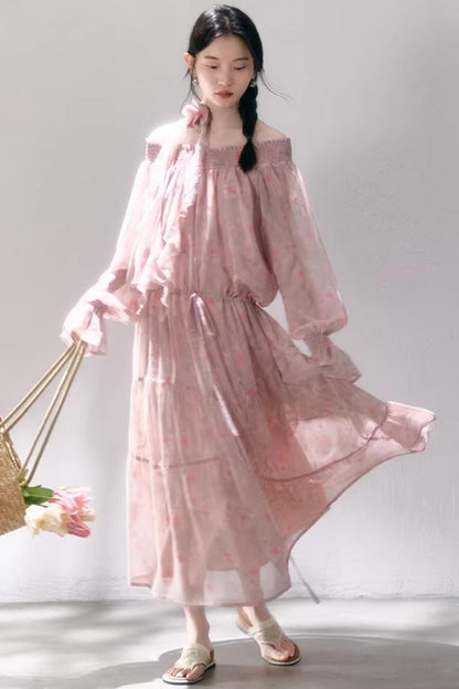 Misty Rose Off-Shoulder Dress