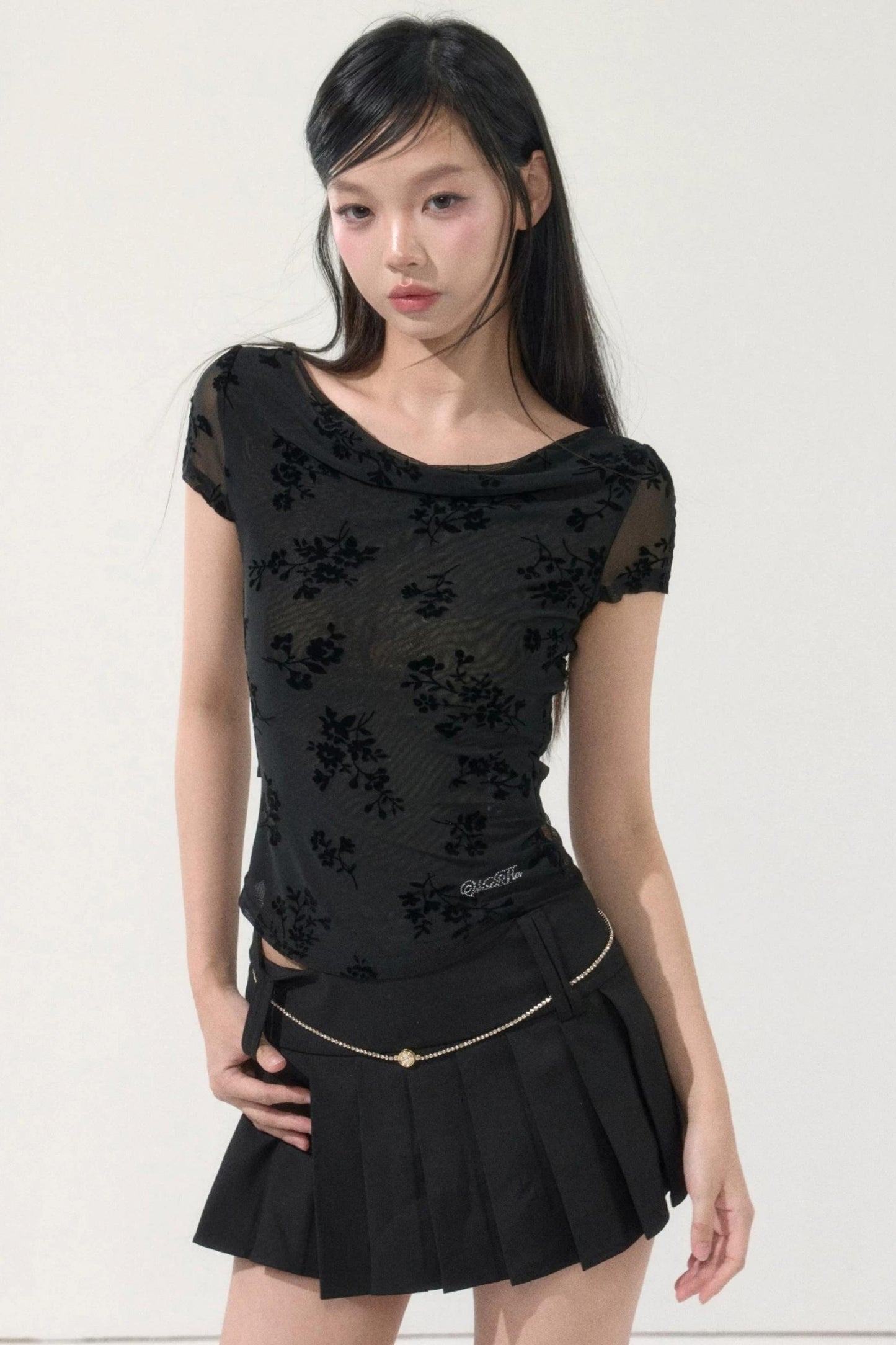 Romantic Velvet Floral Top