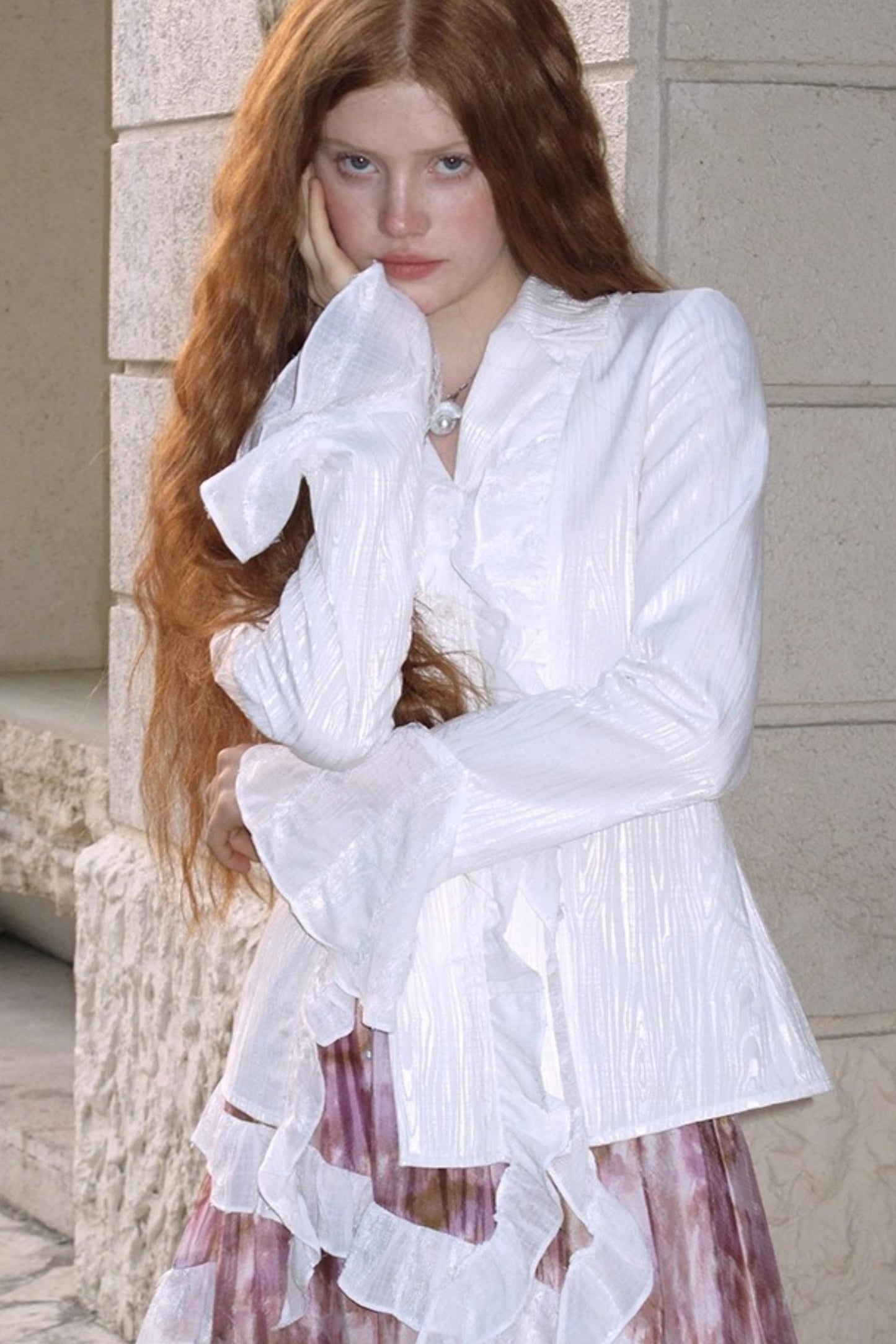 Dark Lace Waist Shirt & Skirt Set-Up