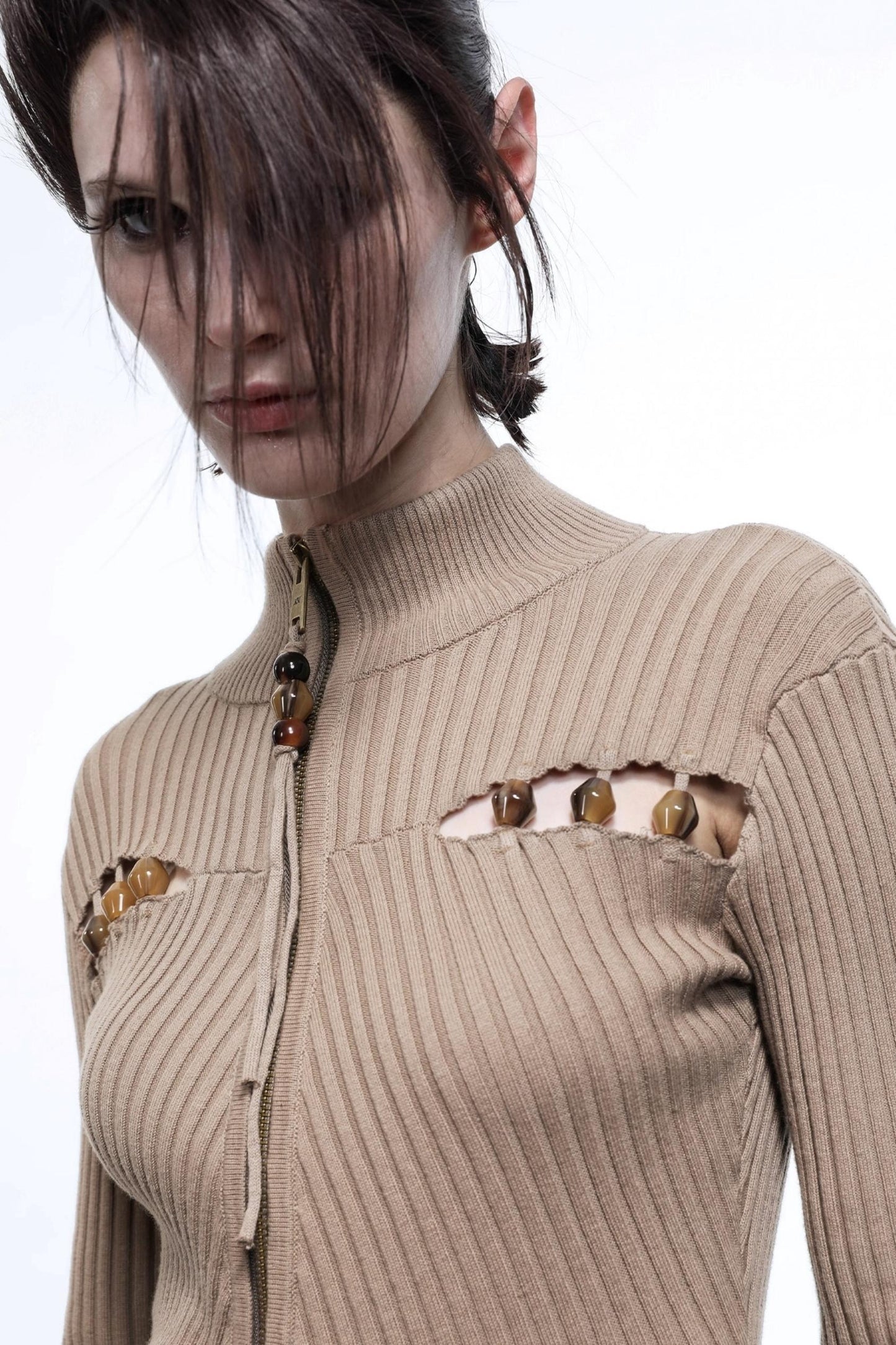 Heart Beaded Sweater Cardigan