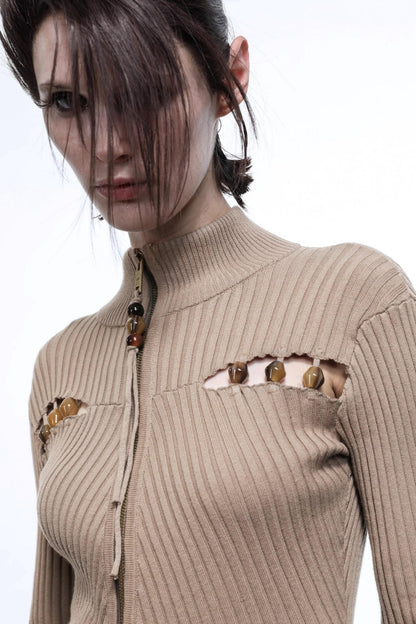 Heart Beaded Sweater Cardigan