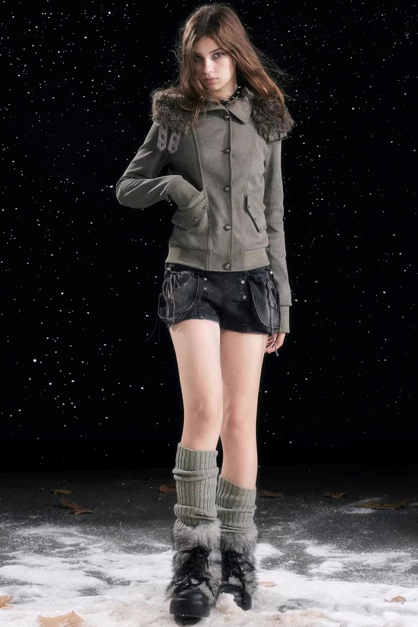 Autumn Flower Bud Denim Shorts