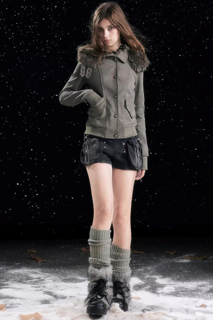 Autumn Flower Bud Denim Shorts