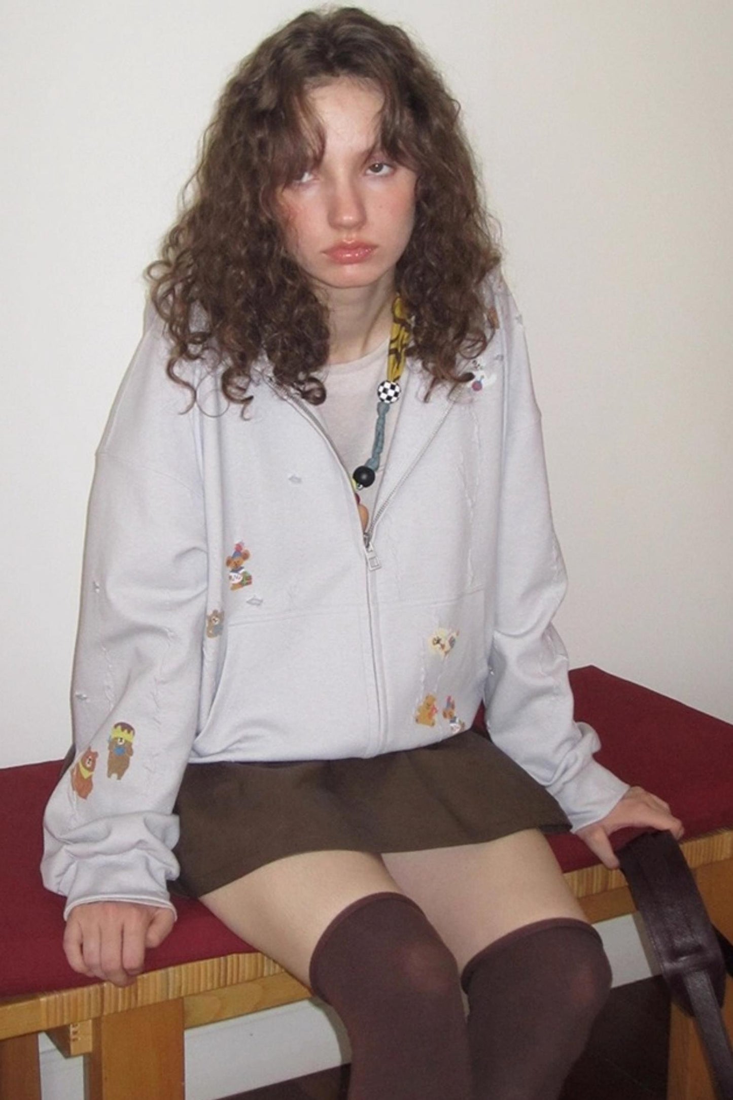 Ceramic Worn Craft Hooded Sweatshirt Coat