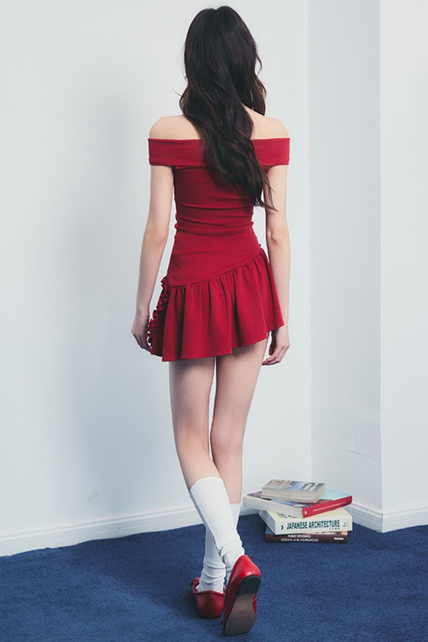 Pink One-Shoulder Drawstring Dress