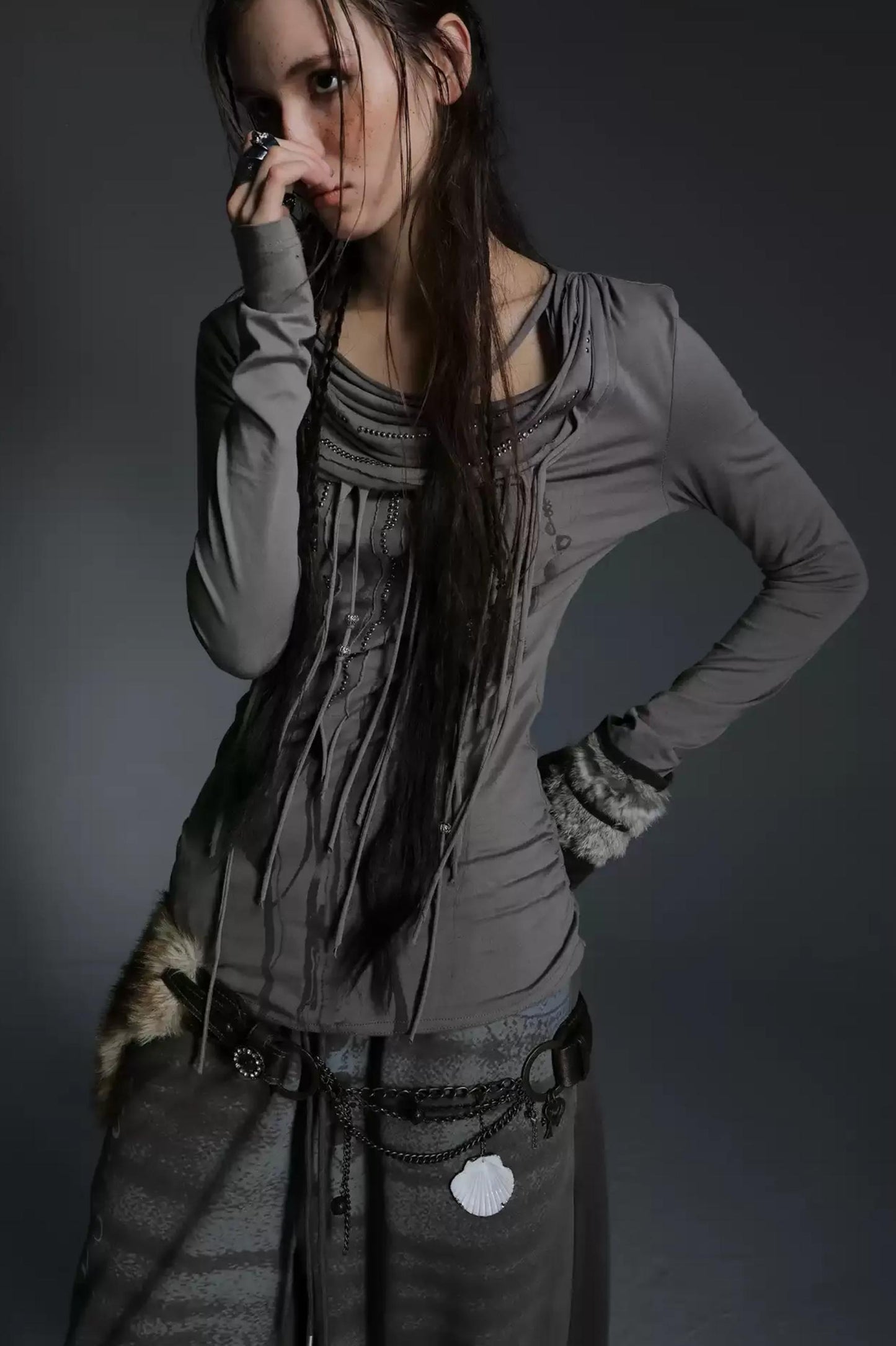 Swing Feather Print Bottom T-Shirt