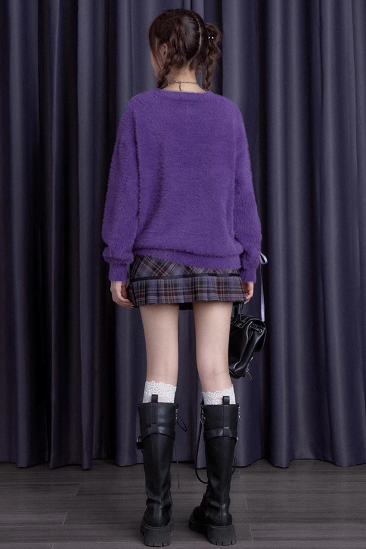 Retro Purple Plaid A-Line Skirt