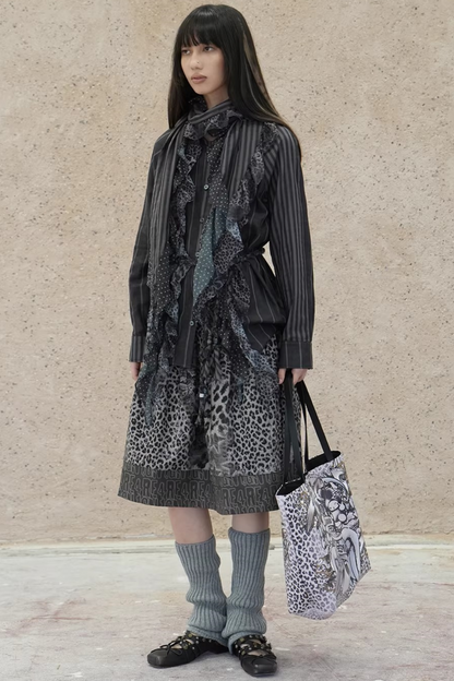 Leopard Graffiti Pleated Skirt